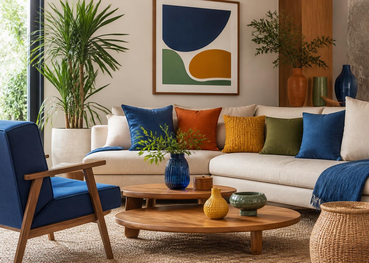 Sala decorada com cores acolhedoras